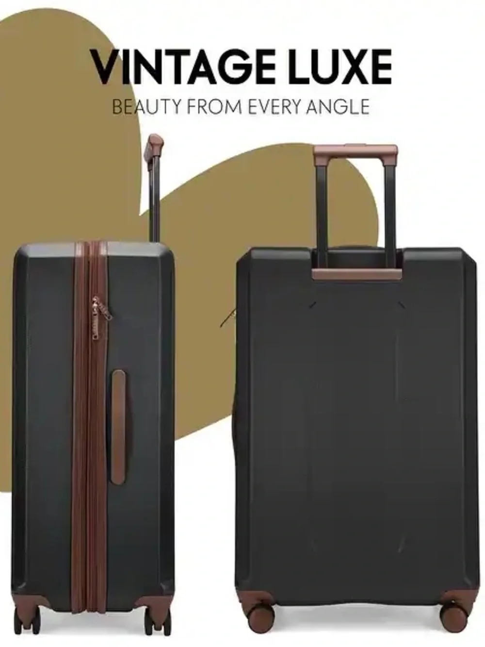 Elle Luxe Journey 1 Piece Expandable Retro Spinner Rolling check in Luggage
